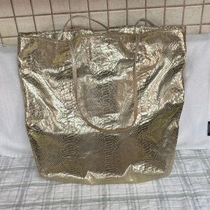 Carlos Falchi Shimmering Gold Textured Tote